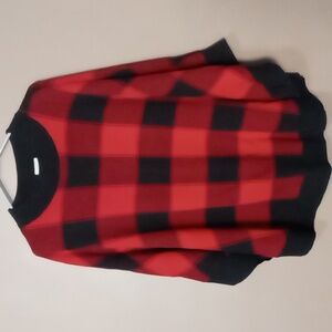 Talbots Red/Black Plaid Poncho w Button Sleeve Holes 2X/3X